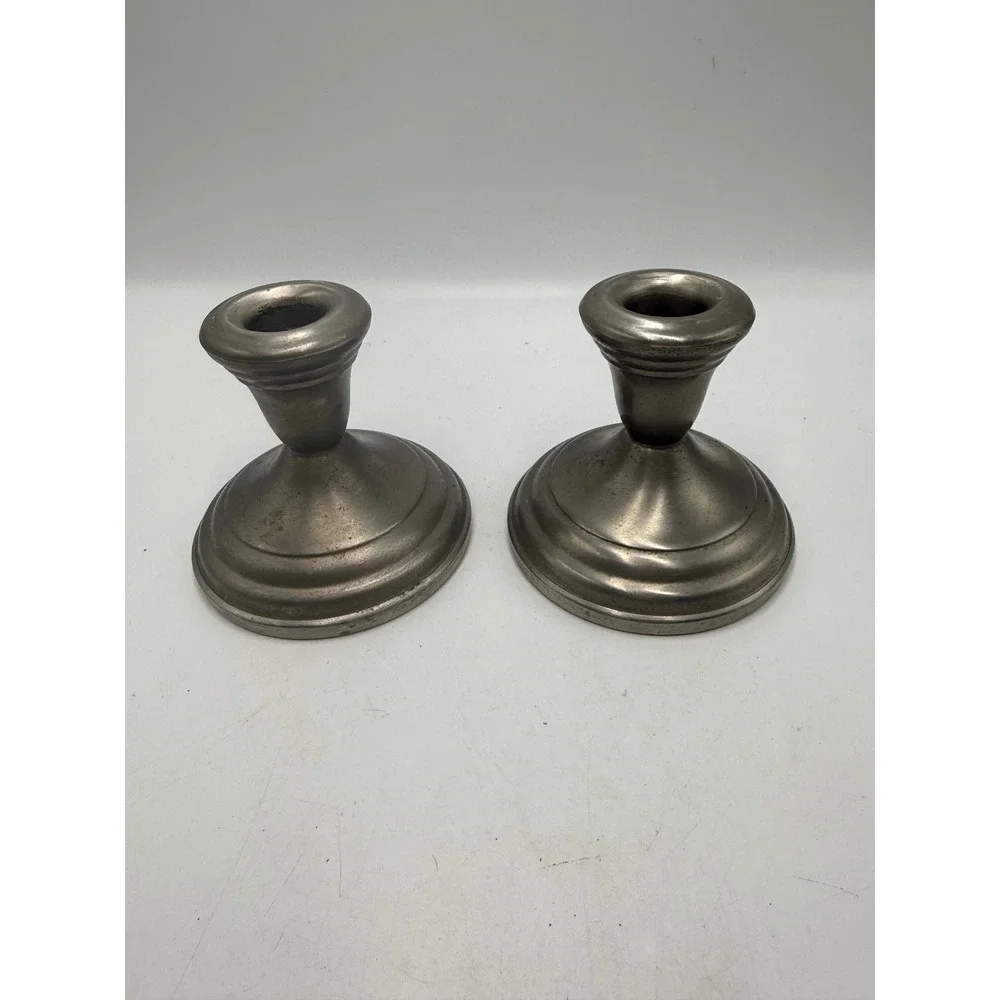 Vintage FB Rogers Provincetown Pewterlite Candlestick Holders Pair Taunton Mass